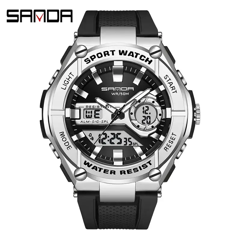 Sanda Source Gold Digital Sports Watch with Water Resistant Design