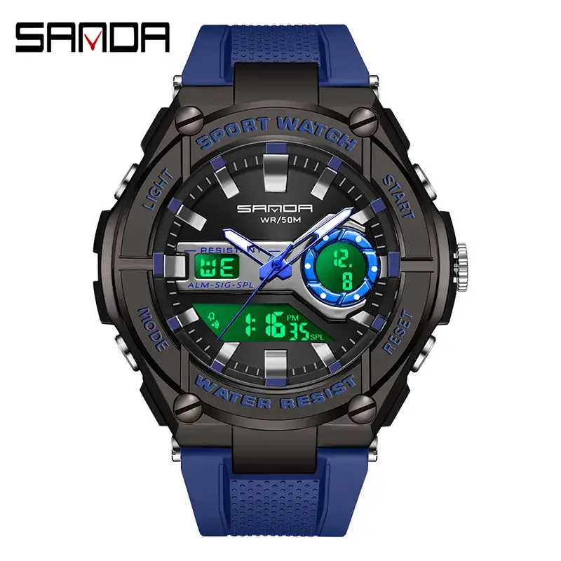 Sanda Source Gold Digital Sports Watch with Water Resistant Design