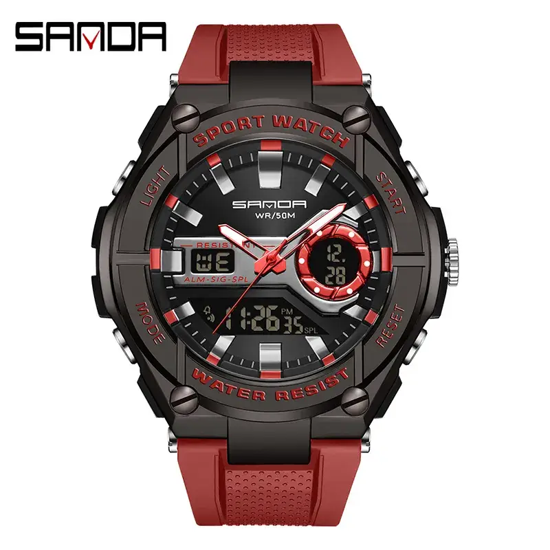 Sanda Source Gold Digital Sports Watch with Water Resistant Design