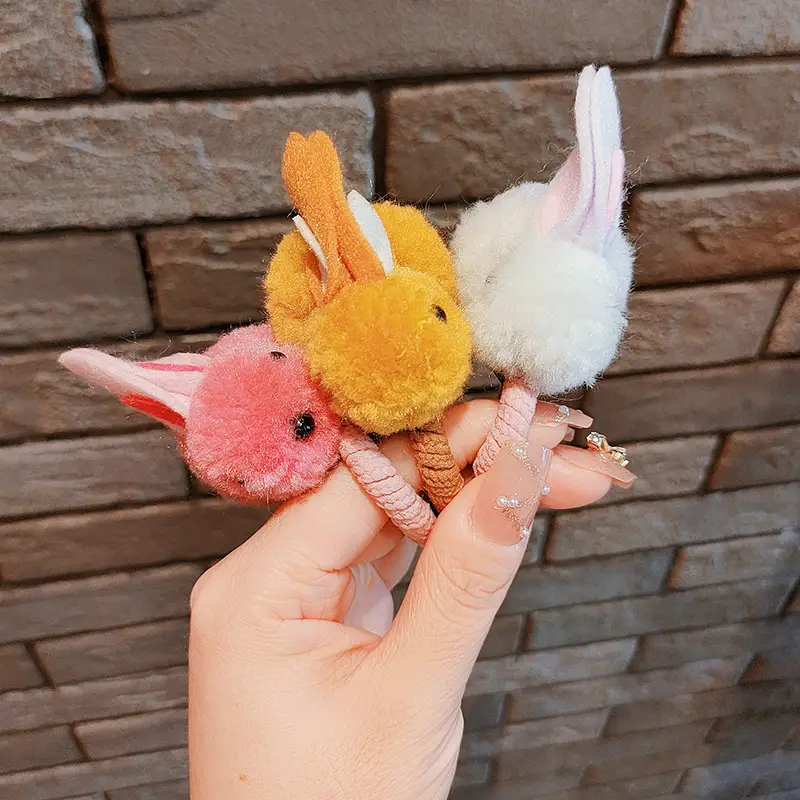 Plush Rabbit Ears Hair Ring for Girls - Image 10