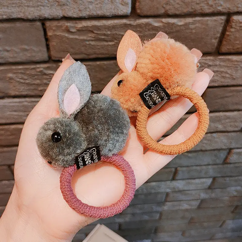 Plush Rabbit Ears Hair Ring for Girls - Image 11