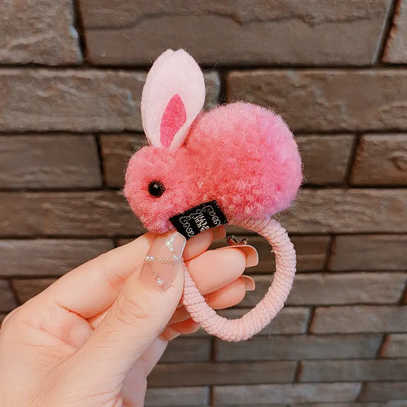 Plush Rabbit Ears Hair Ring for Girls - Image 3