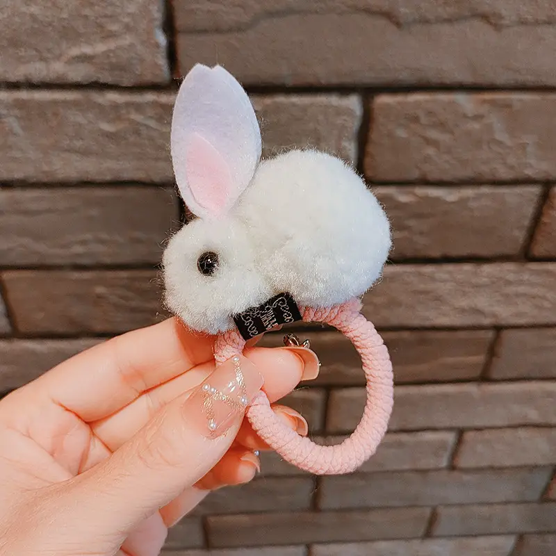 Plush Rabbit Ears Hair Ring for Girls - Image 6