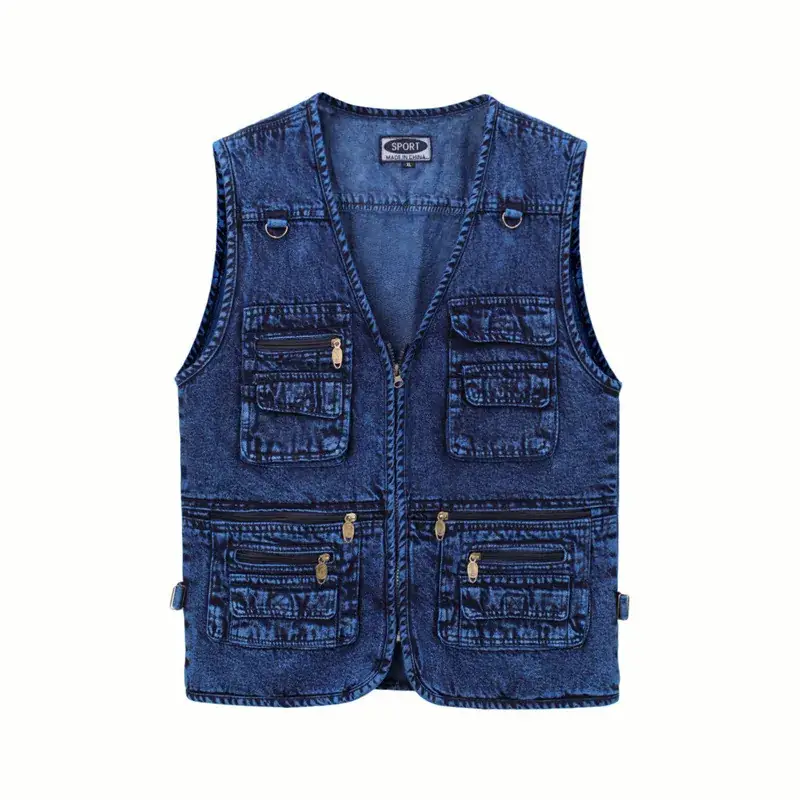 Denim Fishing Vest for Men Large Size - Image 4