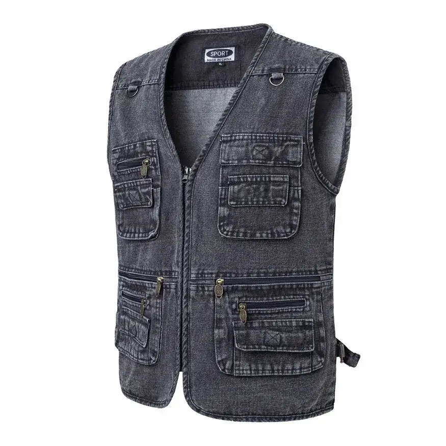 Denim Fishing Vest for Men Large Size - Image 5