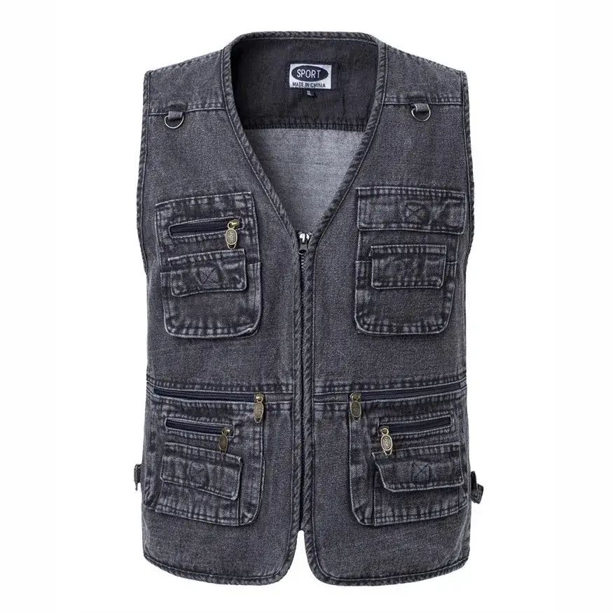 Denim Fishing Vest for Men Large Size - Image 7