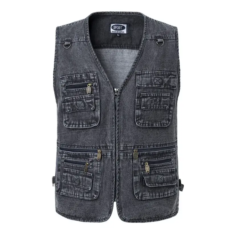 Denim Fishing Vest for Men Large Size - Image 2