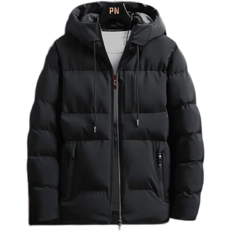 Men Hooded Puffer Coat Blue Winter Cotton Padded
