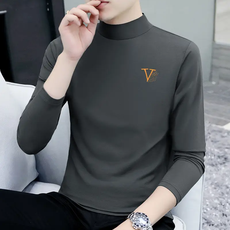 Men's Slim Fit Embossed T-Shirt with Collar - Image 11