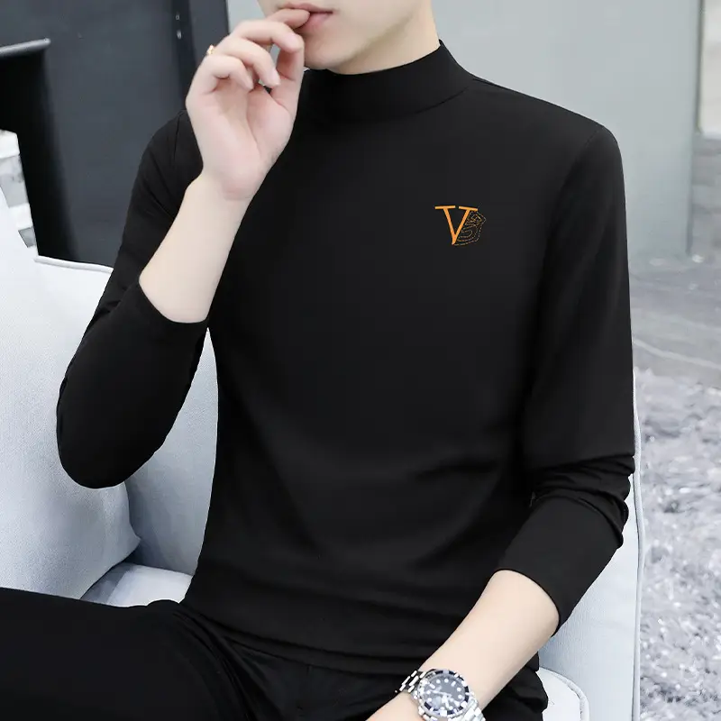 Men's Slim Fit Embossed T-Shirt with Collar - Image 12