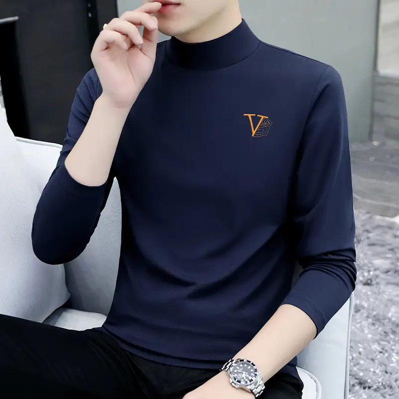 Men's Slim Fit Embossed T-Shirt with Collar - Image 14
