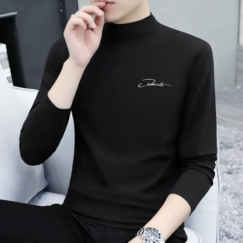 Men's Slim Fit Embossed T-Shirt with Collar - Image 2
