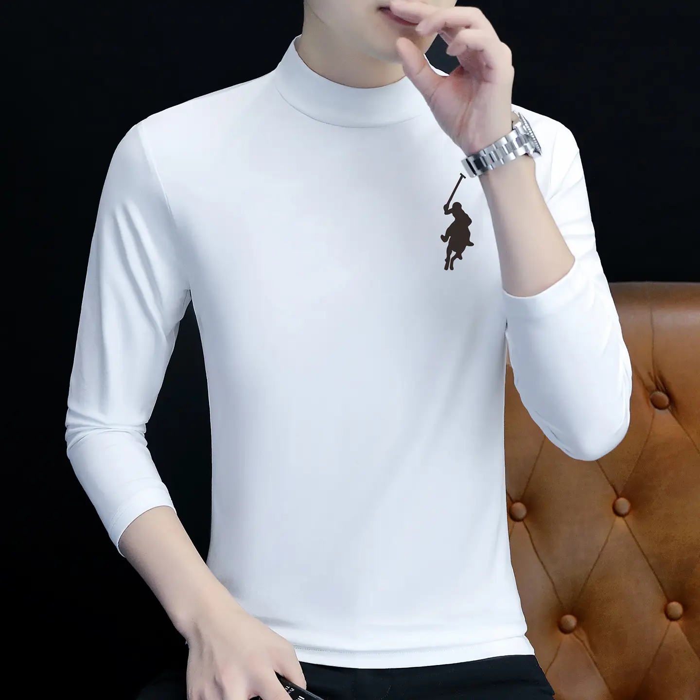 Men's Slim Fit Embossed T-Shirt with Collar - Image 23