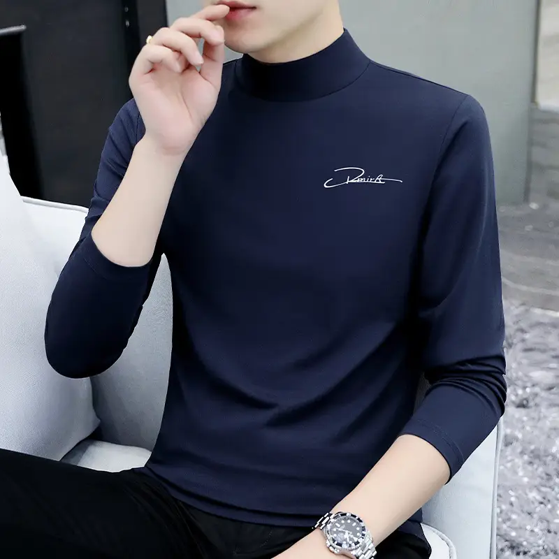 Men's Slim Fit Embossed T-Shirt with Collar - Image 4