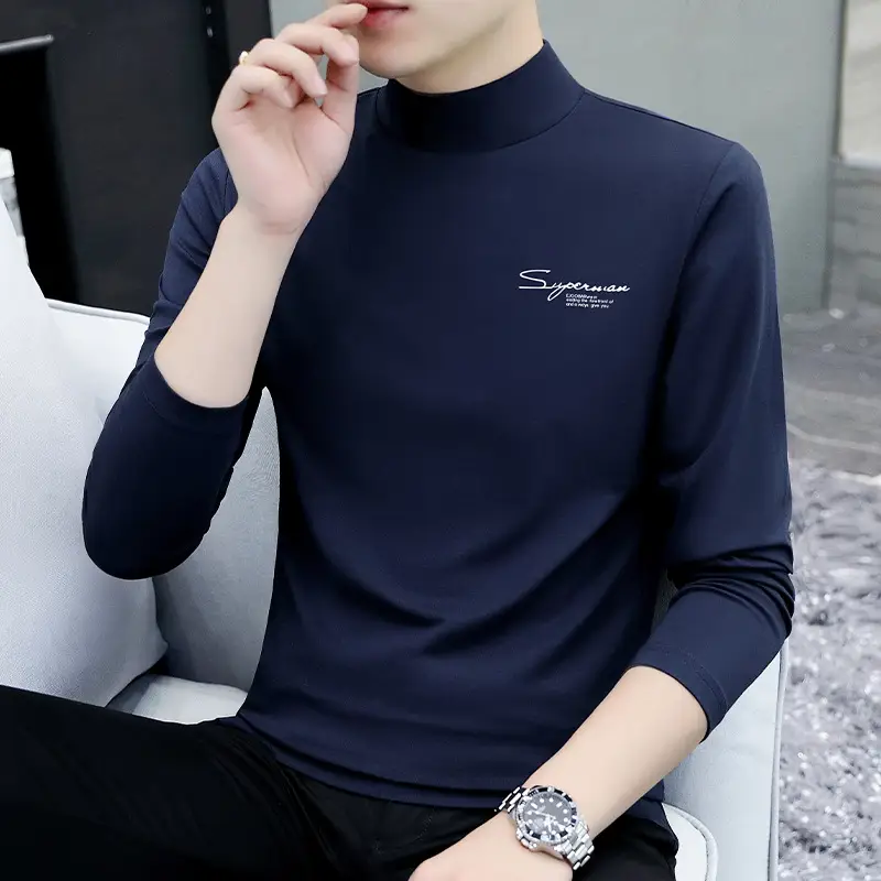 Men's Slim Fit Embossed T-Shirt with Collar - Image 9