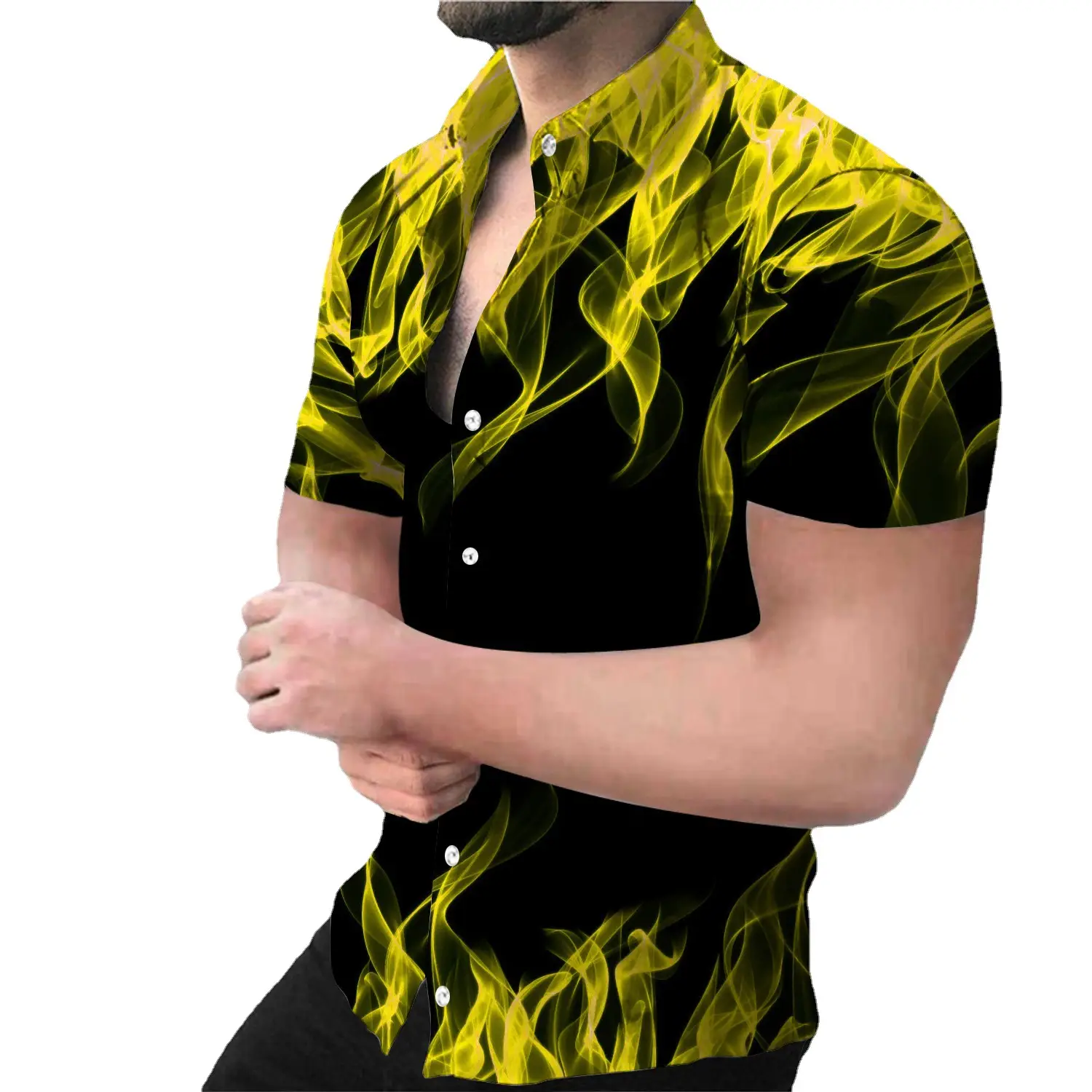 3D Printed Flame Shirt for Men Blue Paisley Pattern - Image 18