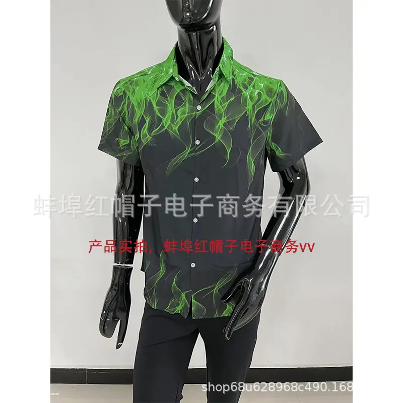 3D Printed Flame Shirt for Men Blue Paisley Pattern — feature 4