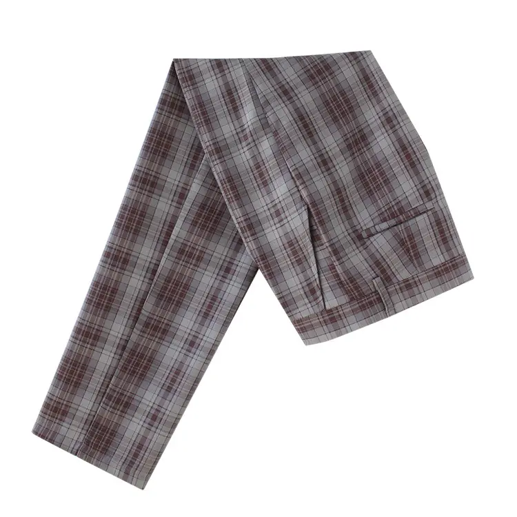 DK Plaid Pants Spring Autumn Loose Straight Pants Korean College Style - Image 4