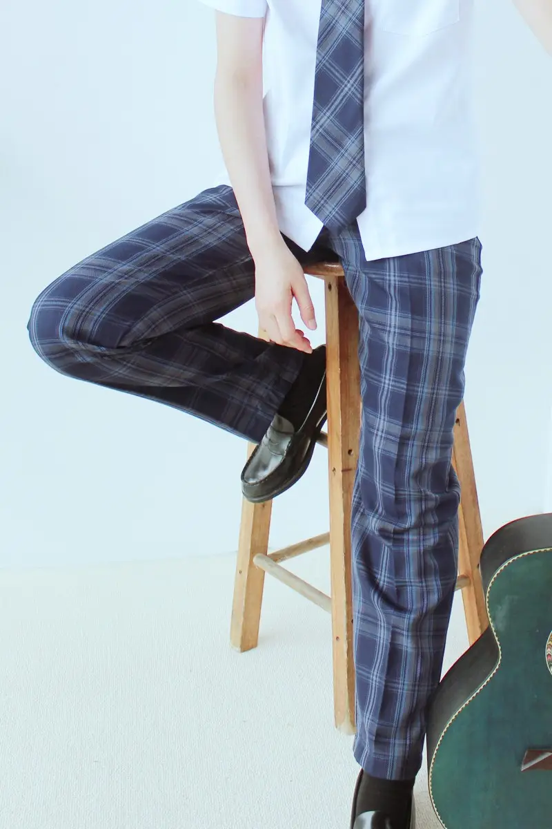 DK Plaid Pants Spring Autumn Loose Straight Pants Korean College Style — feature 1