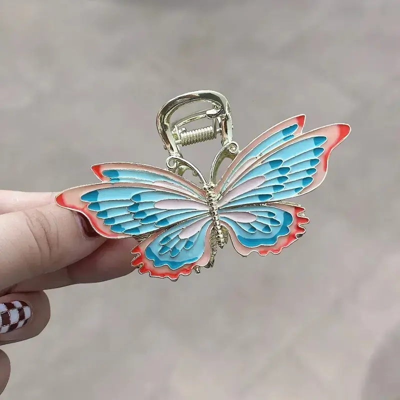 Guofeng Painted Metal Butterfly Hairpin with Tassel - Image 2
