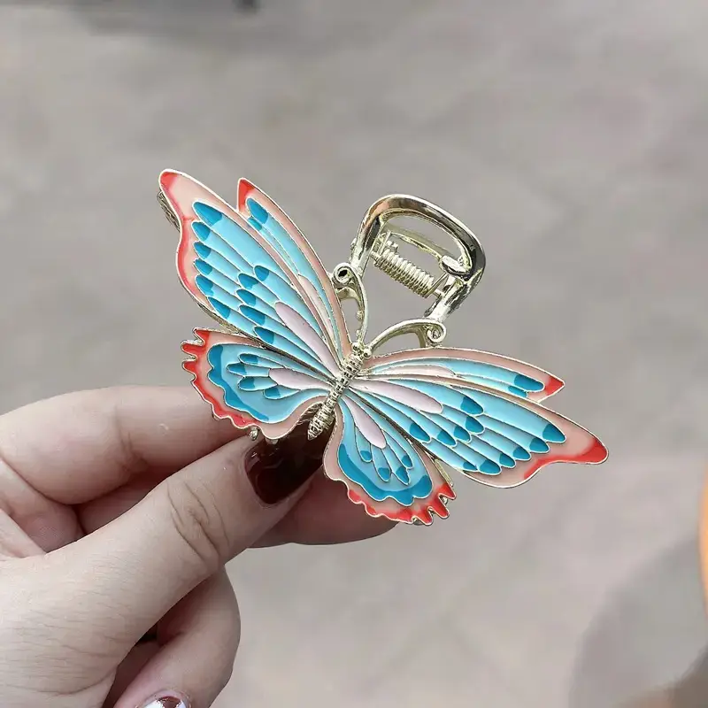 Guofeng Painted Metal Butterfly Hairpin with Tassel - Image 3
