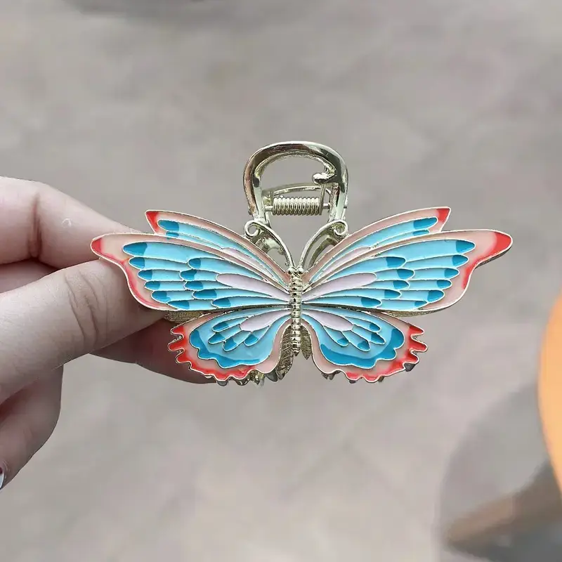 Guofeng Painted Metal Butterfly Hairpin with Tassel - Image 4