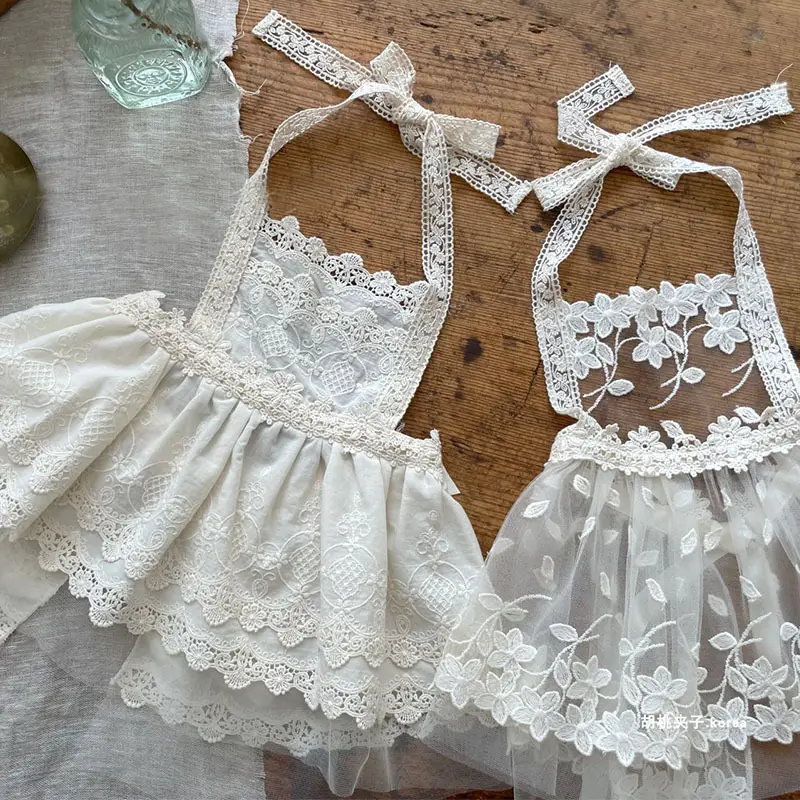 White Lace Baby Girl Dress Set with Bow Details - Image 6