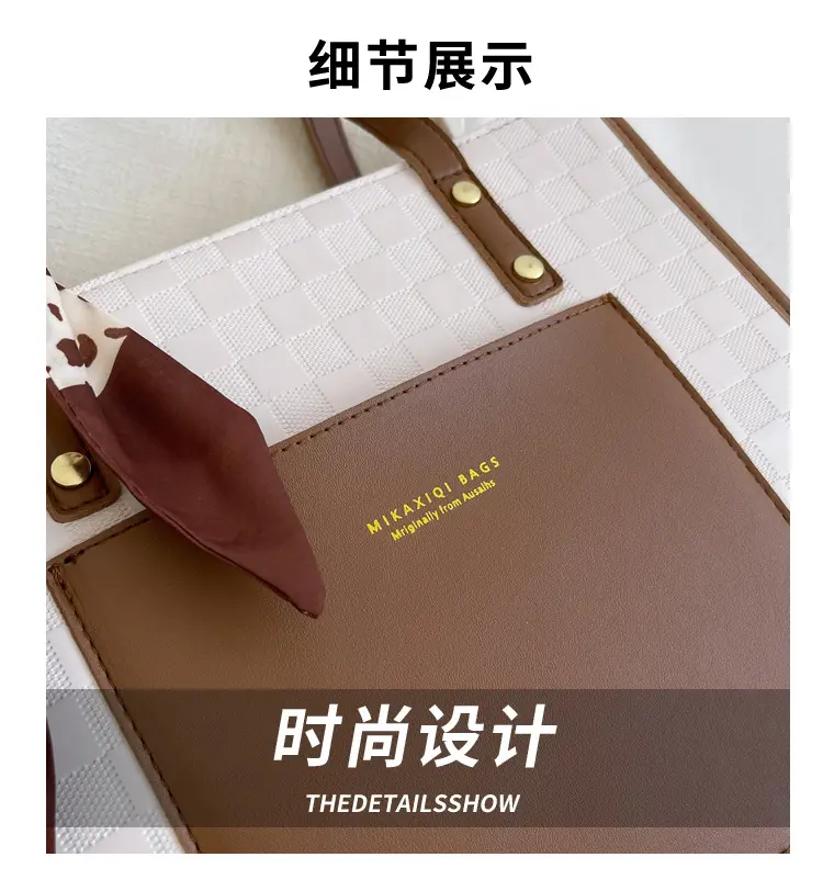 Large Capacity Women's Tote Bag Brown Leather — feature 12