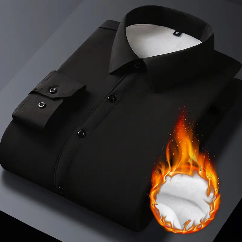 Winter Men's Pink Fleece Shirt with Flame Icon - Image 11