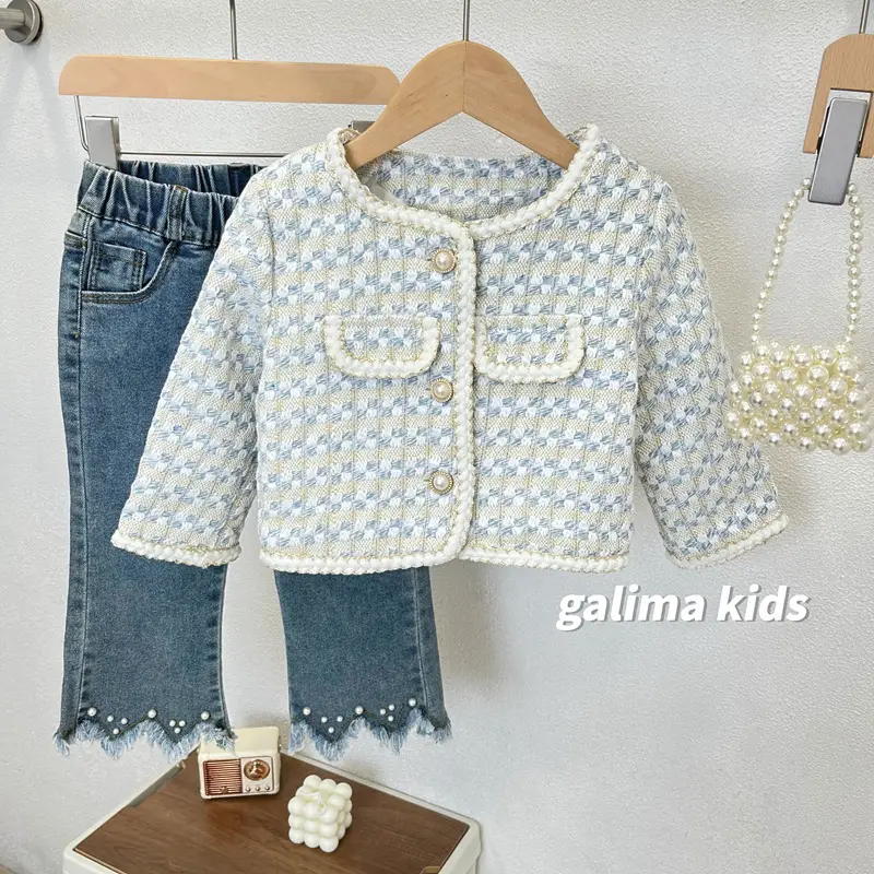 Girls' Blue Patterned Faux Fur Jacket Autumn 2025 — feature 2