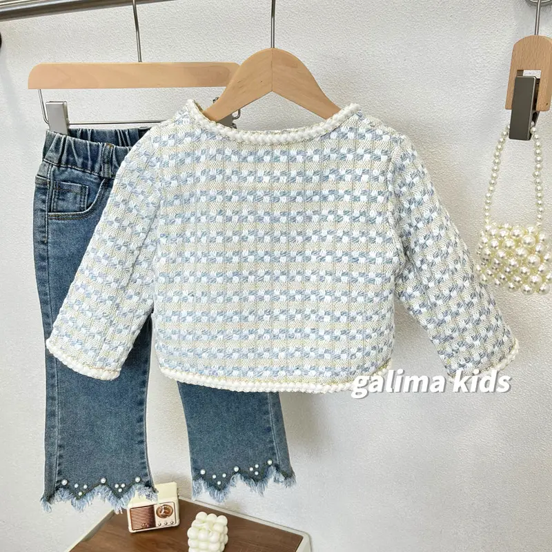 Girls' Blue Patterned Faux Fur Jacket Autumn 2025 — feature 3