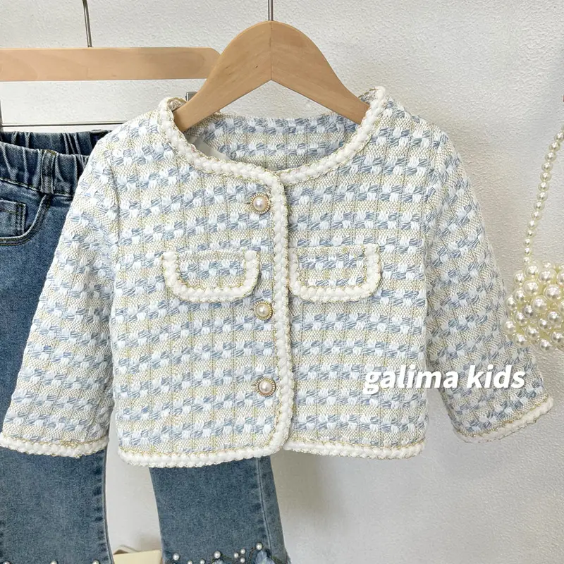 Girls' Blue Patterned Faux Fur Jacket Autumn 2025 — feature 4