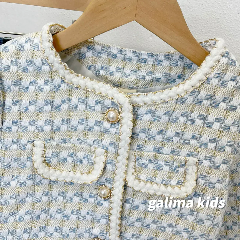 Girls' Blue Patterned Faux Fur Jacket Autumn 2025 — feature 5