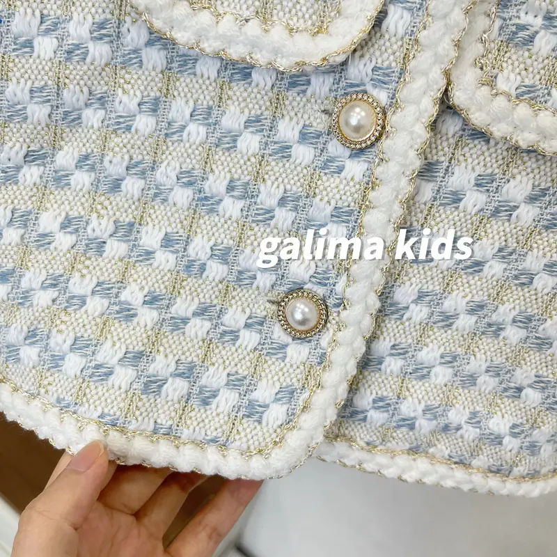 Girls' Blue Patterned Faux Fur Jacket Autumn 2025 — feature 6