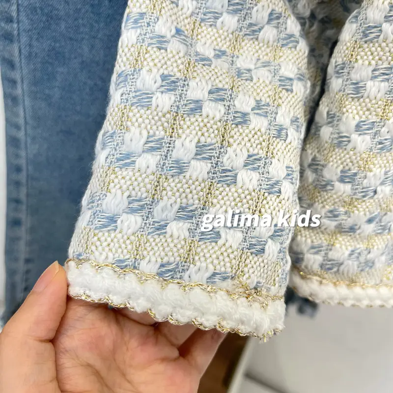 Girls' Blue Patterned Faux Fur Jacket Autumn 2025 — feature 8