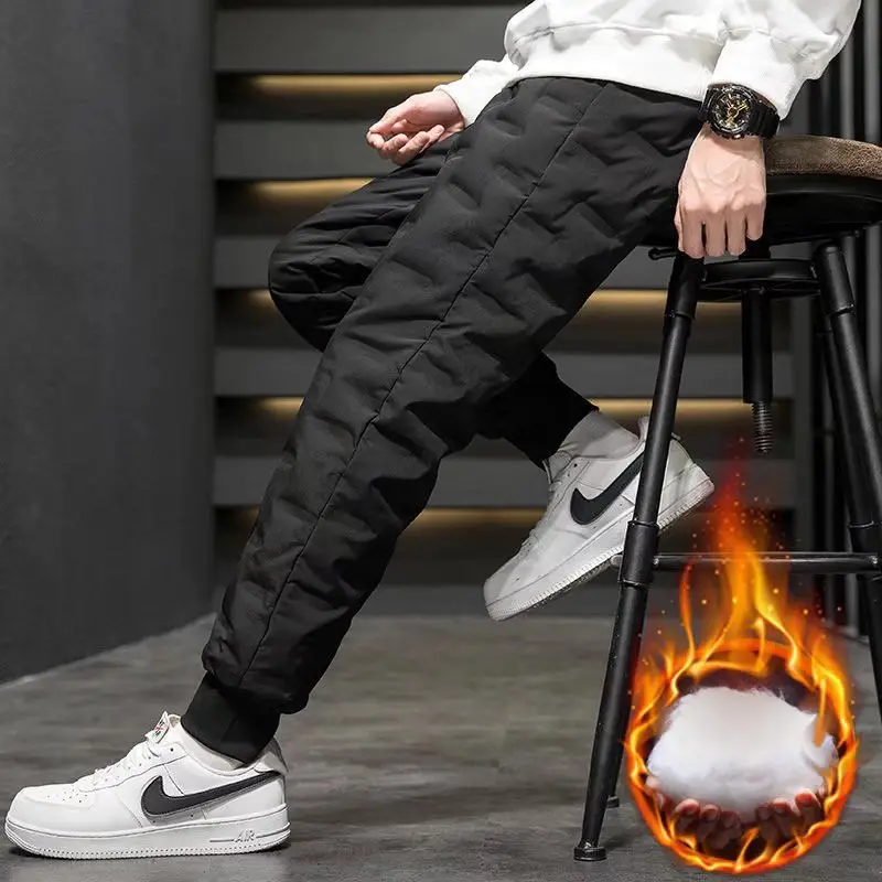 Men's Warm Black Cotton Pants Winter 2026 - Image 2