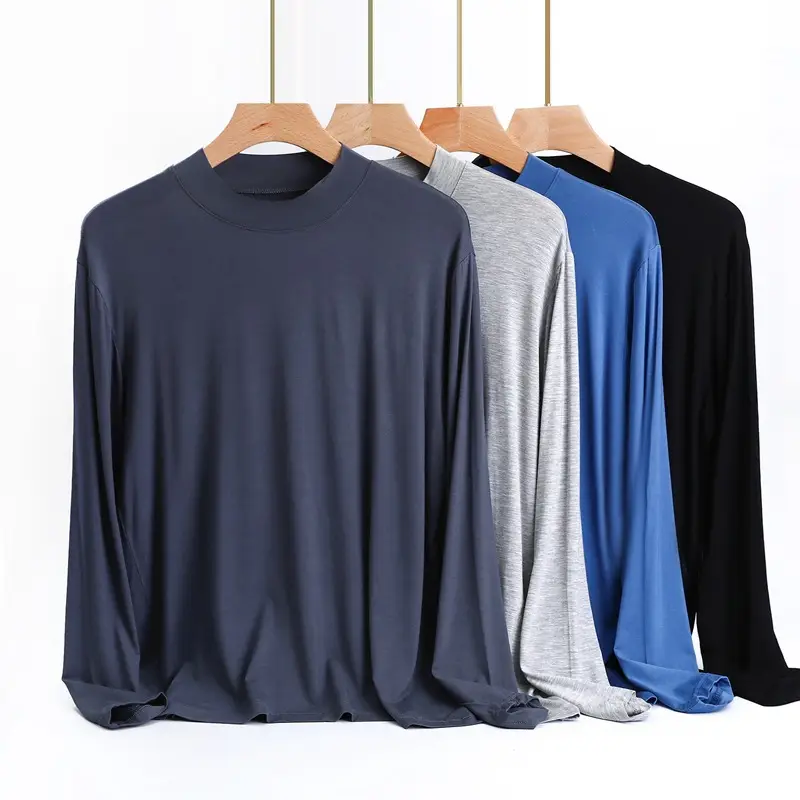 Men's Black Modal Half High Collar T-Shirt - Image 5