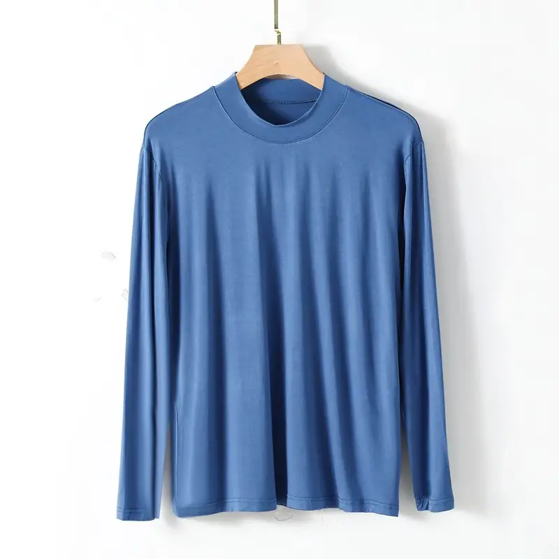 Men's Black Modal Half High Collar T-Shirt - Image 4