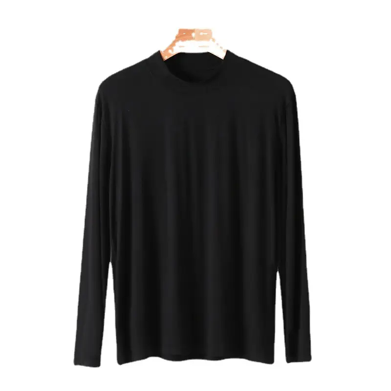 Men's Black Modal Half High Collar T-Shirt - Image 8