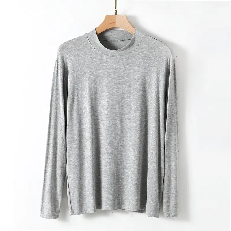 Men's Black Modal Half High Collar T-Shirt - Image 3