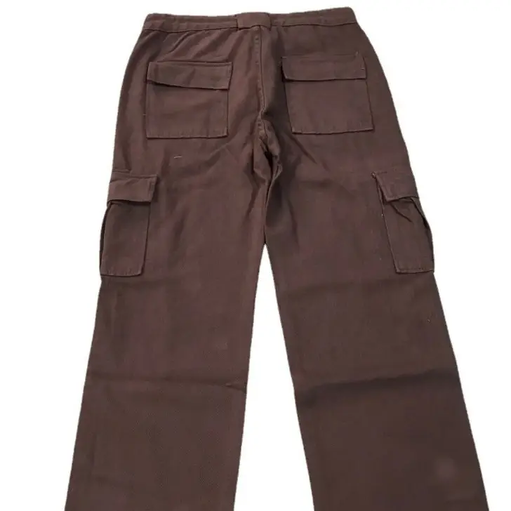 Women's Brown Cotton Mid-Waist Casual Pants with Belt - Image 5