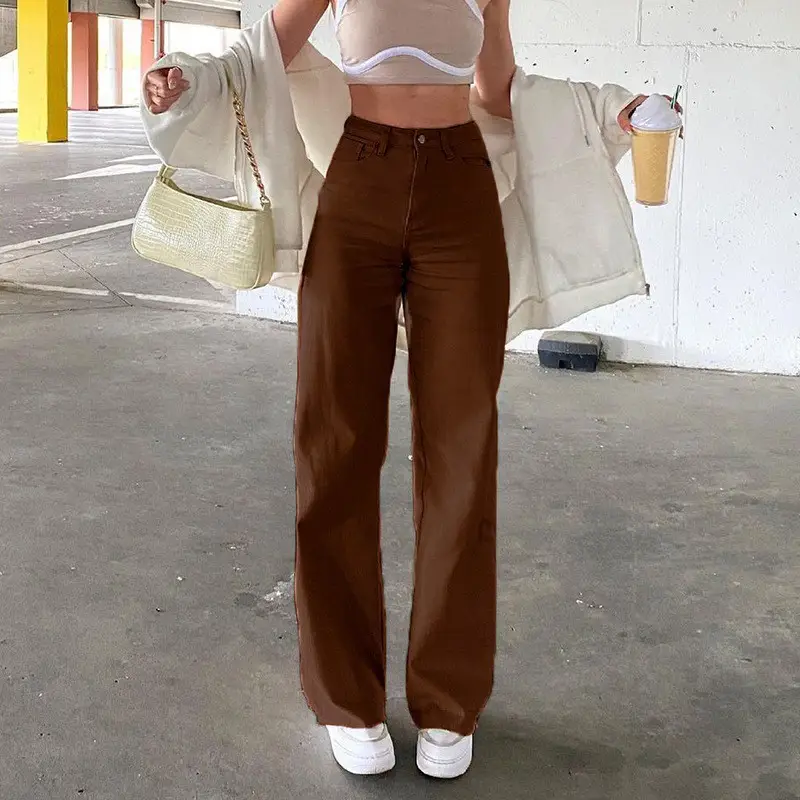 Women's Loose Slimming Jeans High Waist Straight Pants Set - Image 5