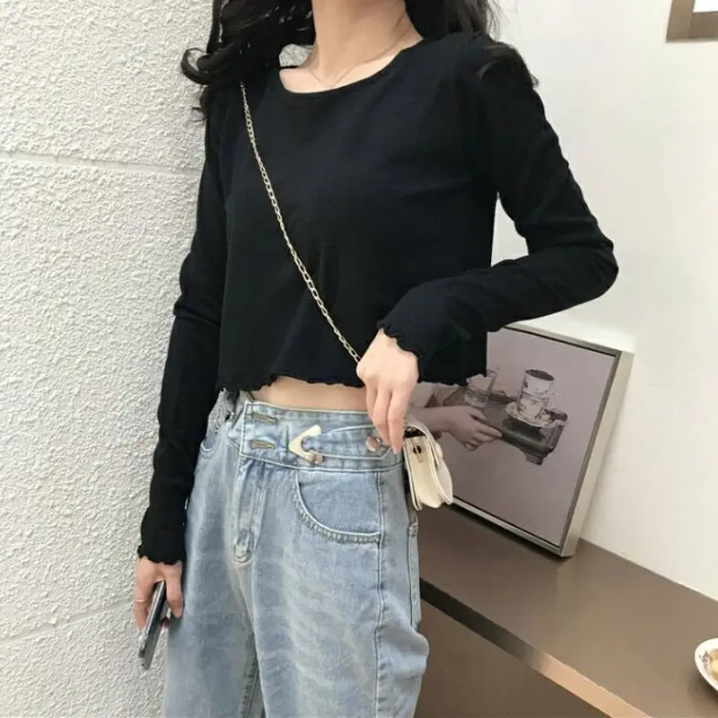 Women Cotton Long Sleeve White Top High Waist 2022 - Image 7
