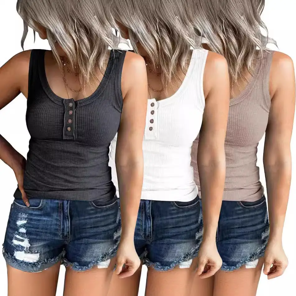 Women Button Vest Black V-Neck Long Sleeve Top - Image 9