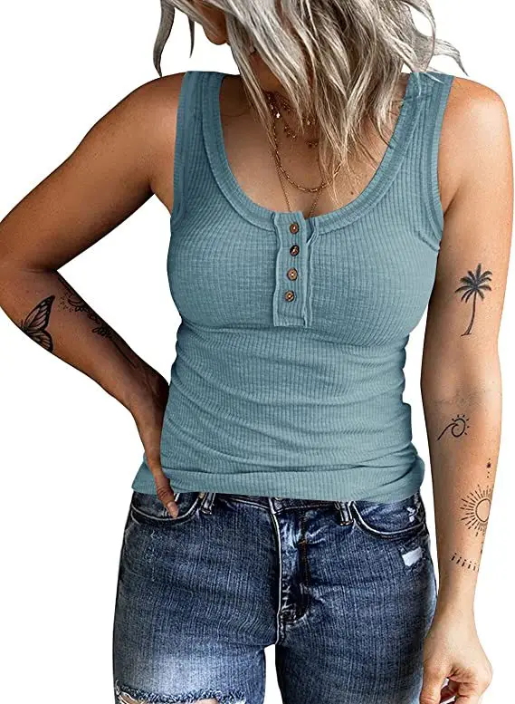 Women Button Vest Black V-Neck Long Sleeve Top - Image 2