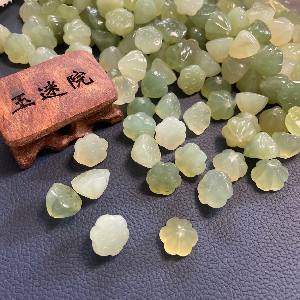 Xiuyan Jade Lotus Seed Pendant 12mm Green - Image 2