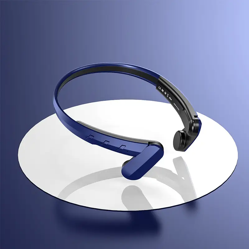 Non-Overhead Wireless Bluetooth Headset Blue Foldable Running - Image 2