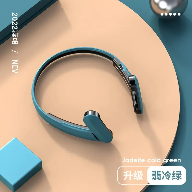 Non-Overhead Wireless Bluetooth Headset Blue Foldable Running - Image 3