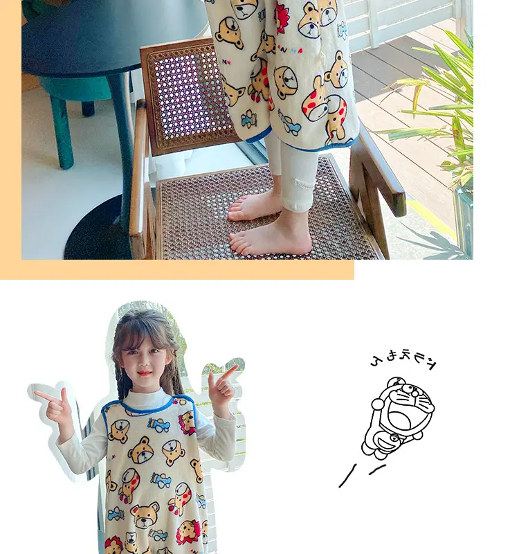 Middle-aged Kids Flannel Nightgown Sleeveless Winter Sleep Bag — feature 9