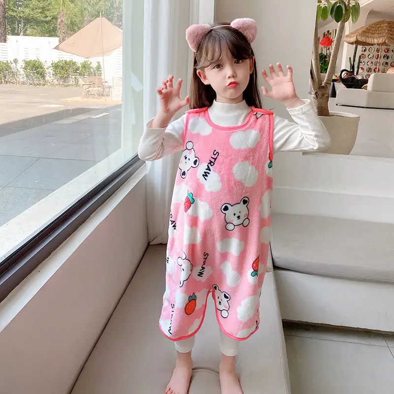 Middle-aged Kids Flannel Nightgown Sleeveless Winter Sleep Bag - Image 2
